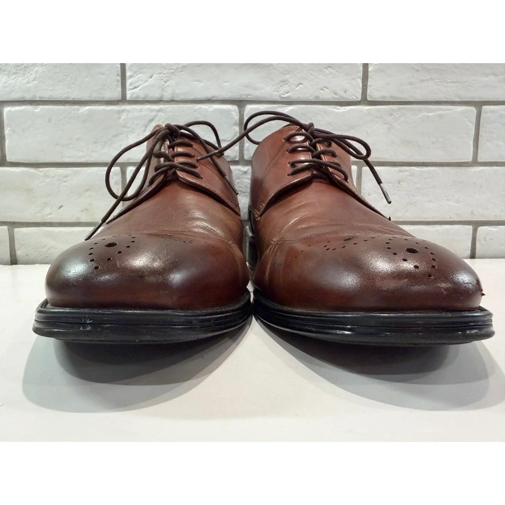 Kenneth Cole Abbott‎ Lace Up Mens 12M Brown Leather Medallion Toe Oxford AB0011